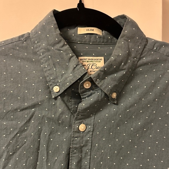 J. Crew Blue Polka Dot Button-Down Shirt - Size M - Picture 4 of 6